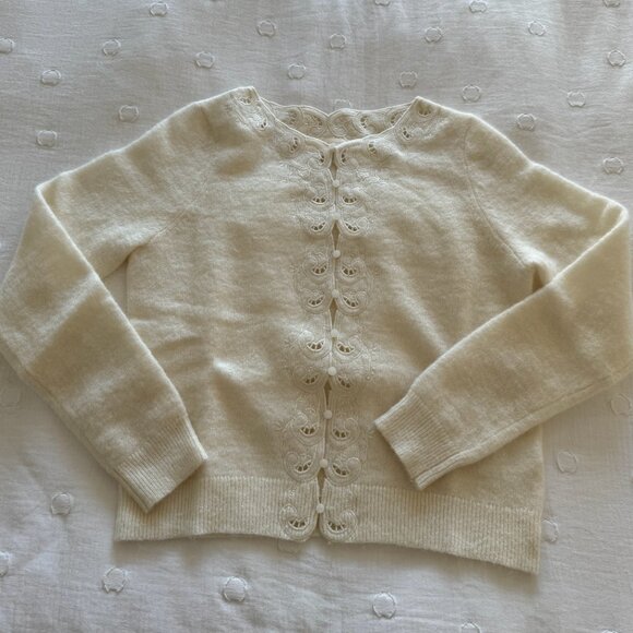 sezane cream/white lace wool cardigan with embriodery - Picture 4 of 4